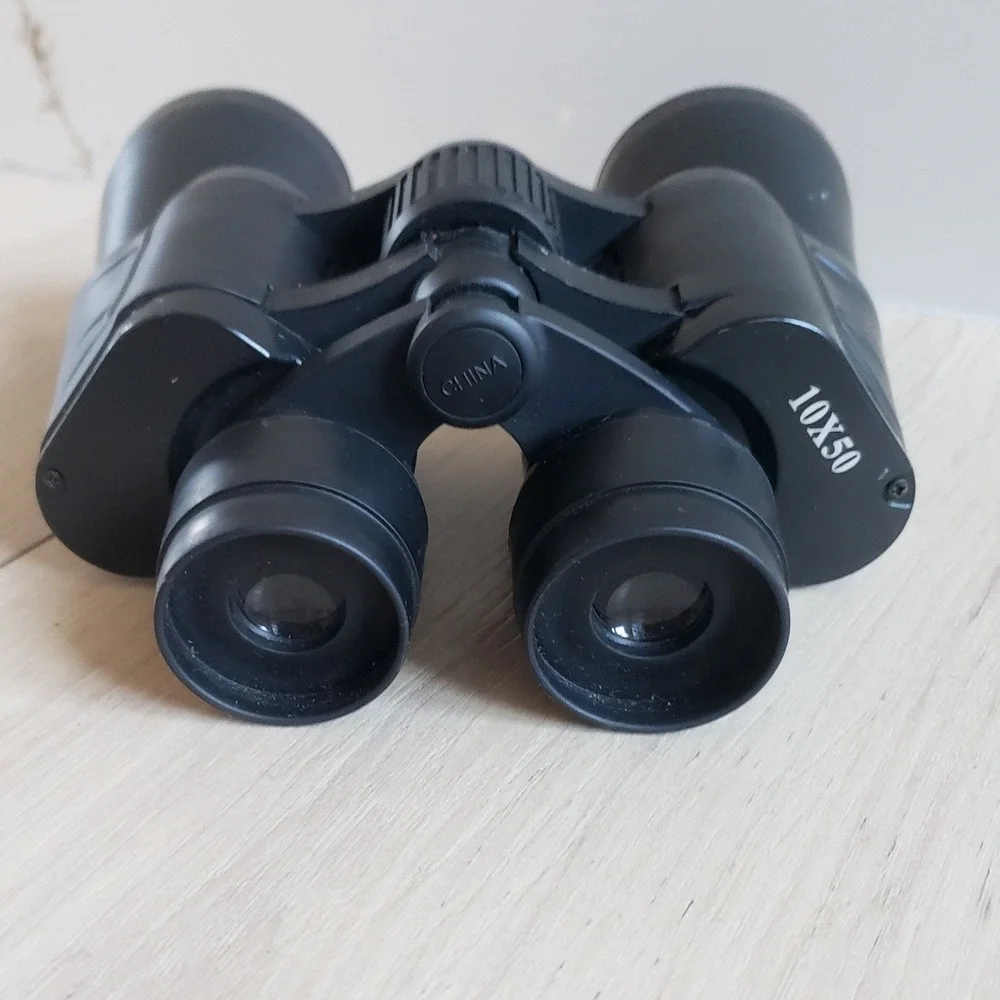 Brookstone Binoculars 10x50 Black Orange Lens High Contrast Optics‎